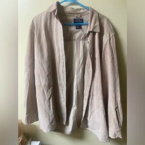 Genuine Sonoma Jean Company Suede Leather Button Up Shirt Jacket Tan/Khaki